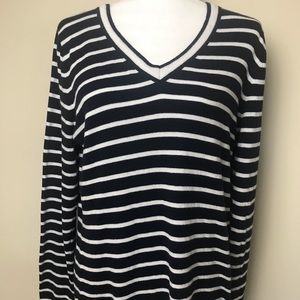 Talbots Vneck Striped Pullover Sweater